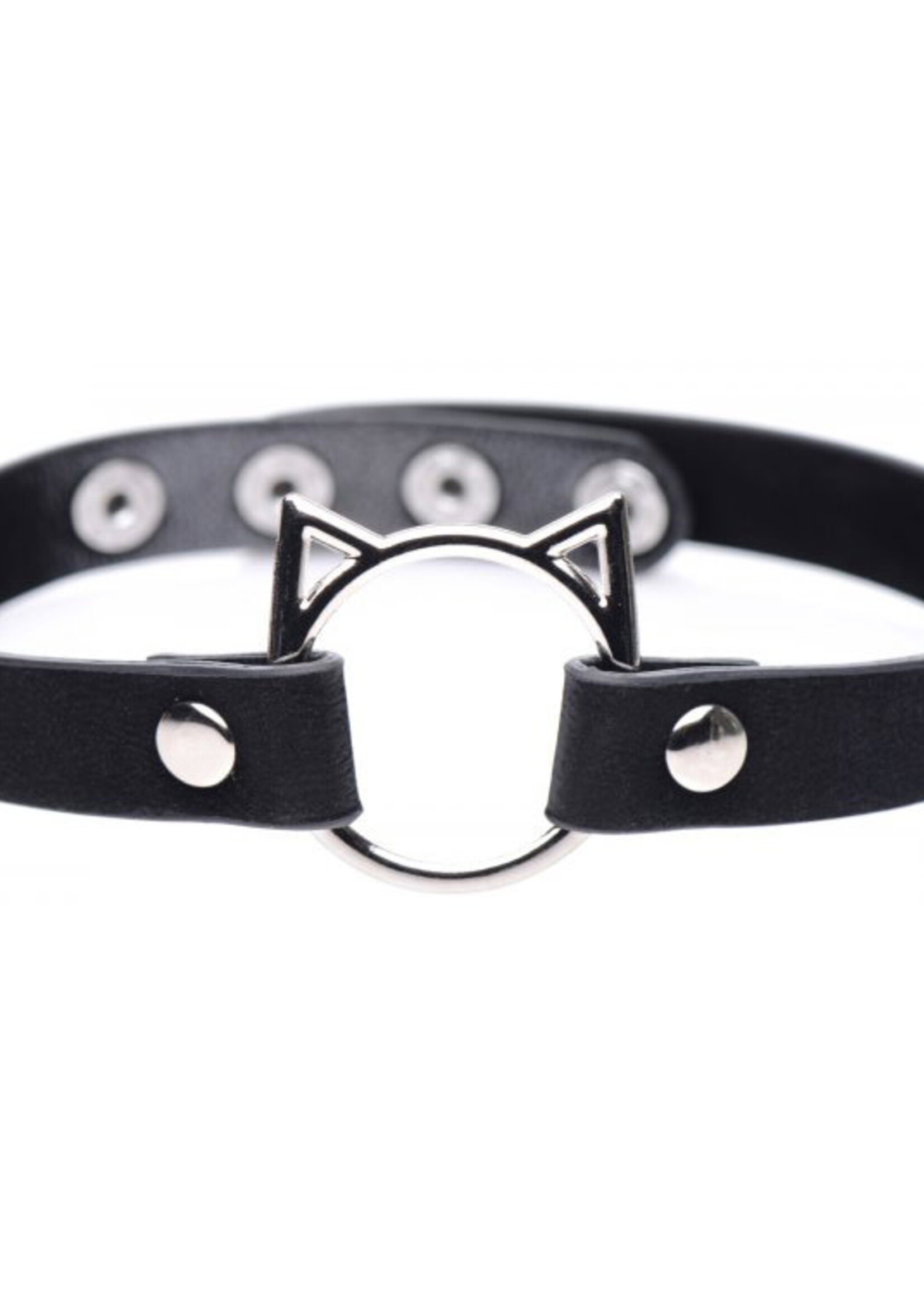XR Brands Master Series Master Series Kinky Kitty Adjustable Ring Choker Slim - Black
