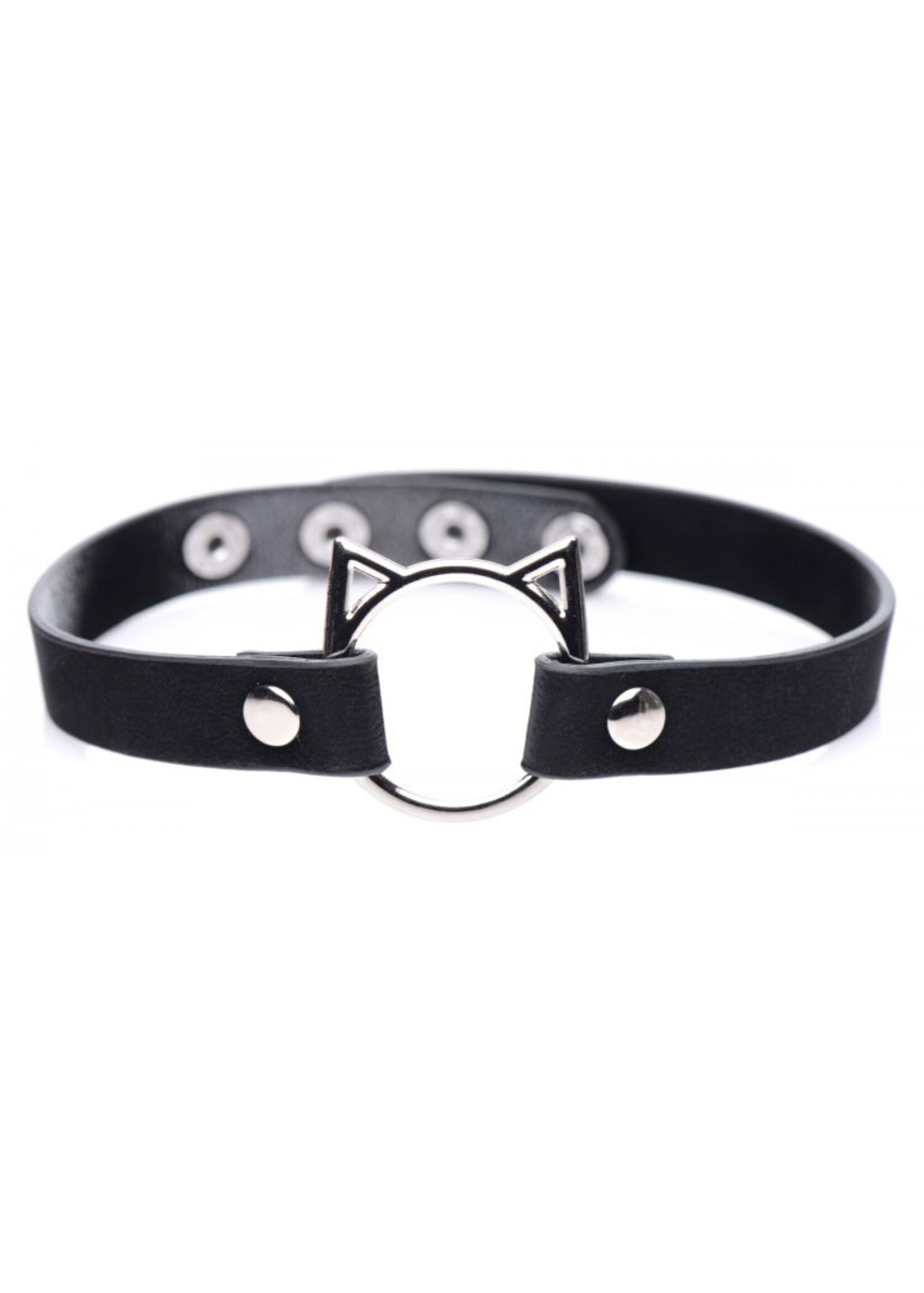 XR Brands Master Series Master Series Kinky Kitty Adjustable Ring Choker Slim - Black