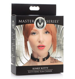 XR Brands Master Series Master Series Kinky Kitty Adjustable Ring Choker Slim - Black