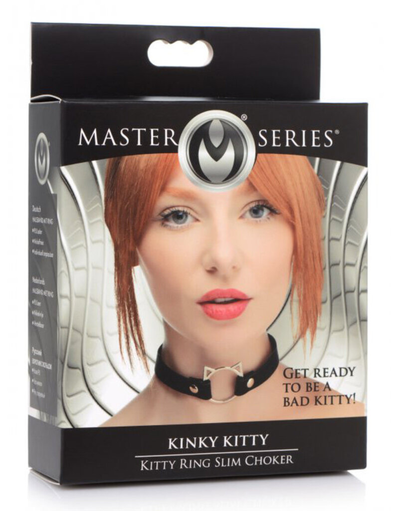 XR Brands Master Series Master Series Kinky Kitty Adjustable Ring Choker Slim - Black