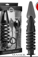 XR Brands Master Series Master Series Accordion Inflatable Xl Anal Plug Black 14.5 Inch
