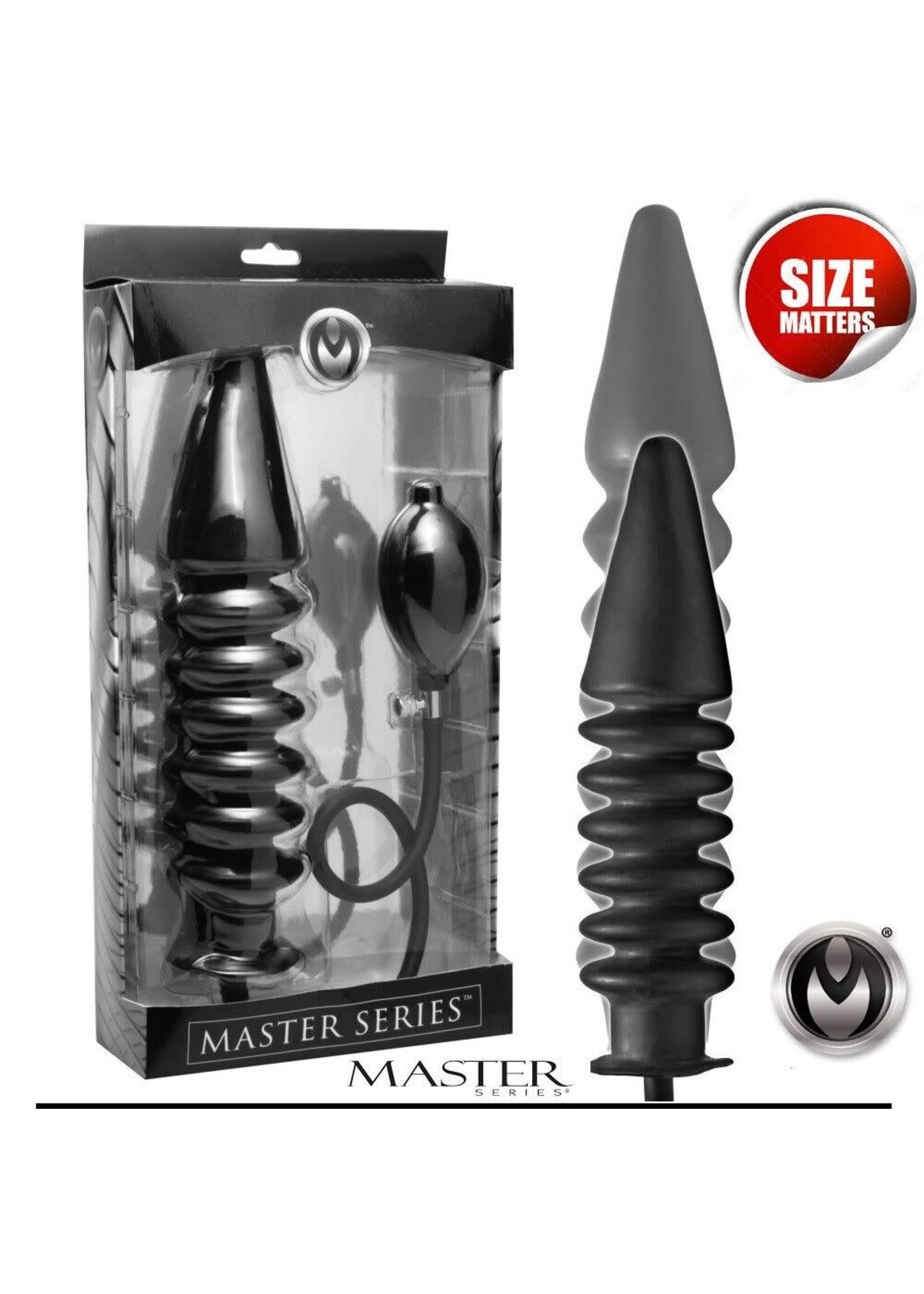XR Brands Master Series Master Series Accordion Inflatable Xl Anal Plug Black 14.5 Inch