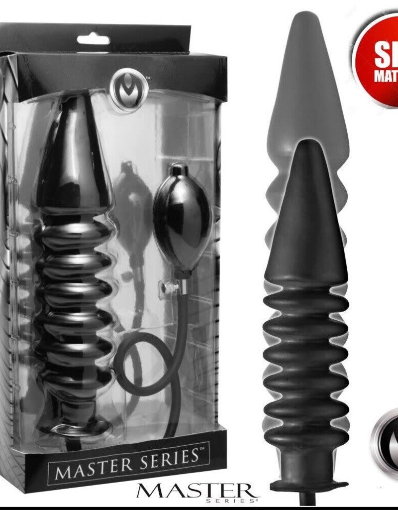 XR Brands Master Series Master Series Accordion Inflatable Xl Anal Plug Black 14.5 Inch