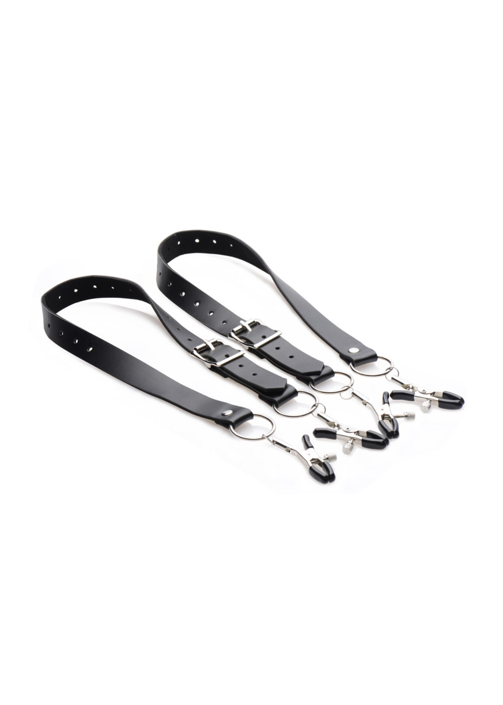 XR Brands Master Series Spread - Labia Spreader Straps - Black