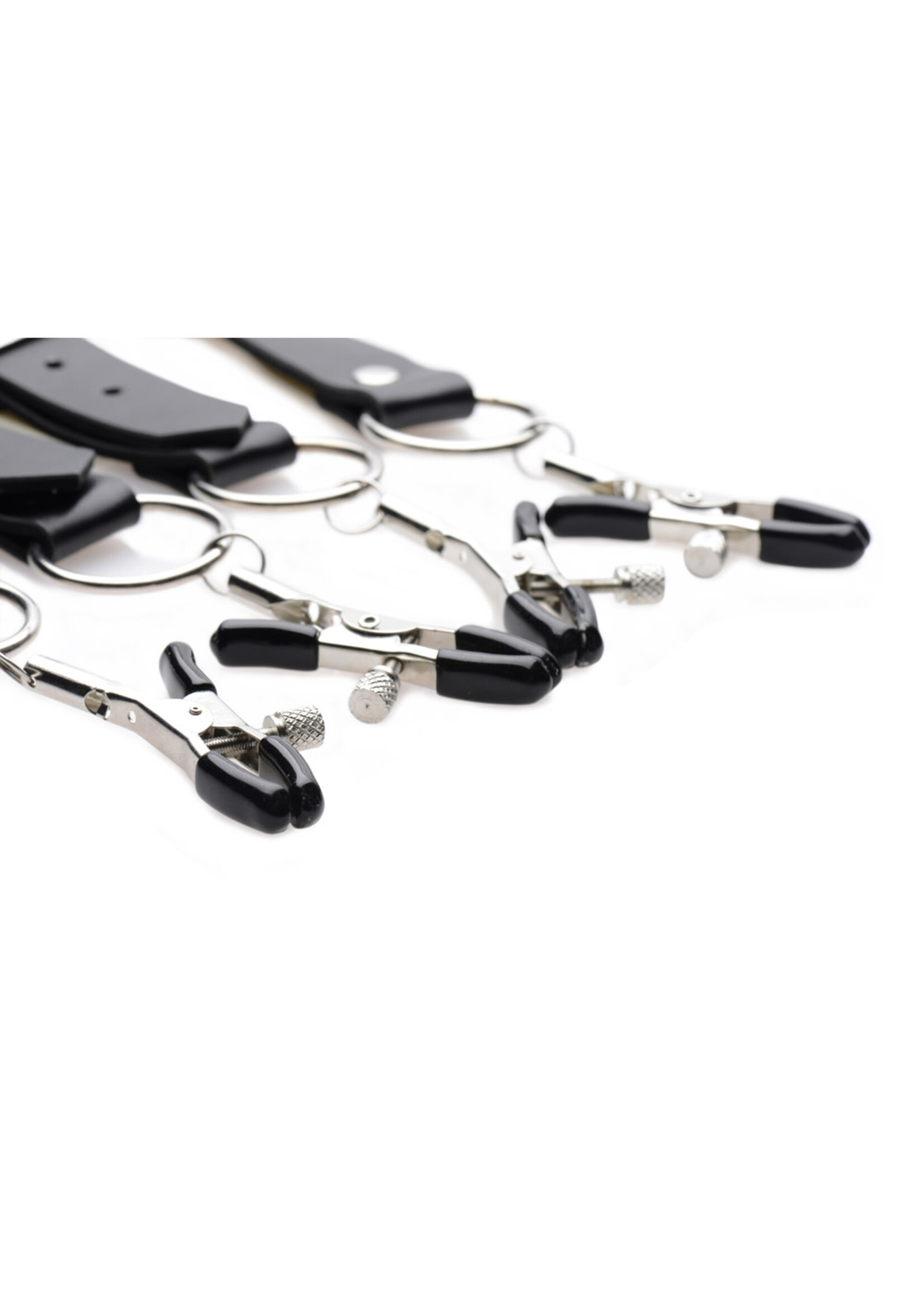 XR Brands Master Series Spread - Labia Spreader Straps - Black