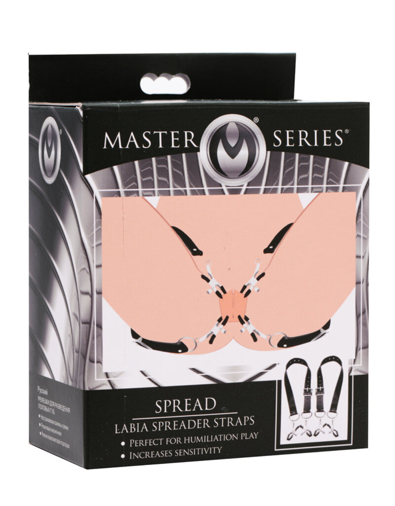 XR Brands Master Series Spread - Labia Spreader Straps - Black