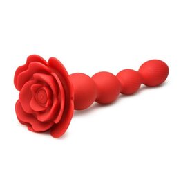 XR Brands inmi Bloomgasm Rose Twirl Rechargeable Silicone Rotating Anal Beads - Red