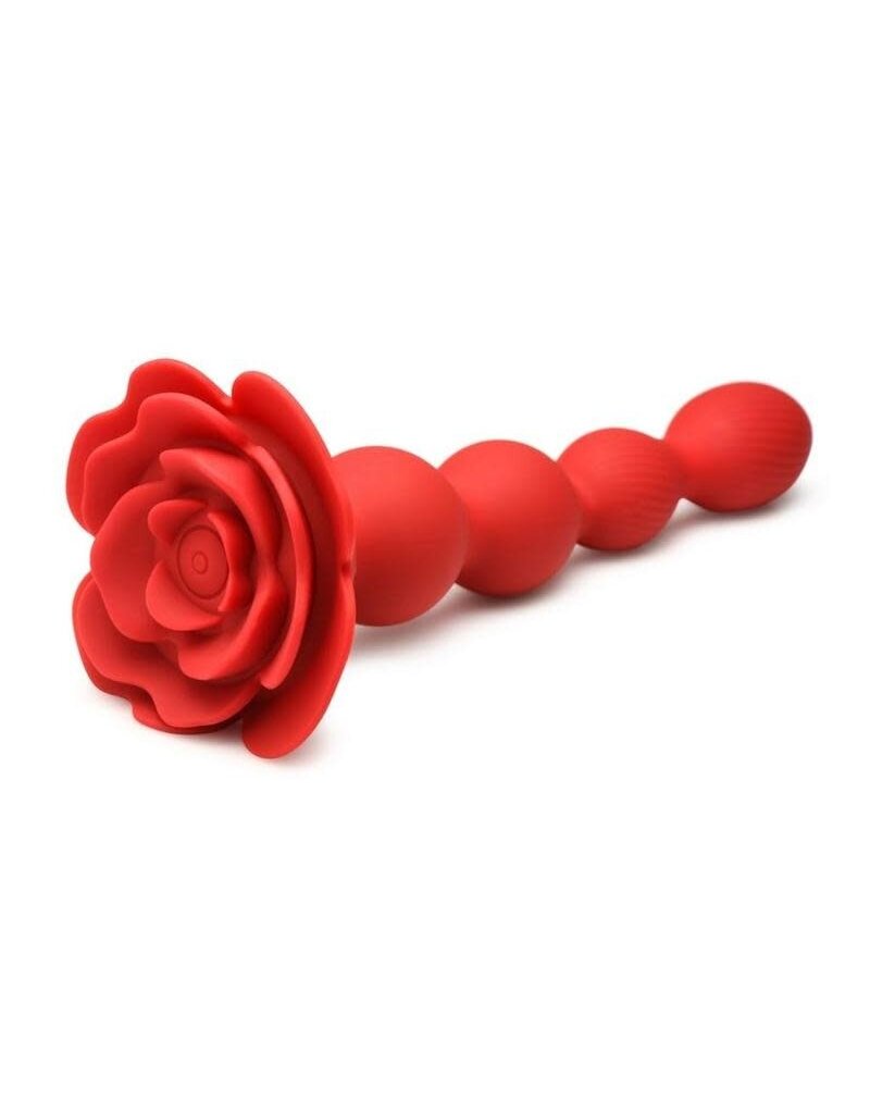XR Brands inmi Bloomgasm Rose Twirl Rechargeable Silicone Rotating Anal Beads - Red