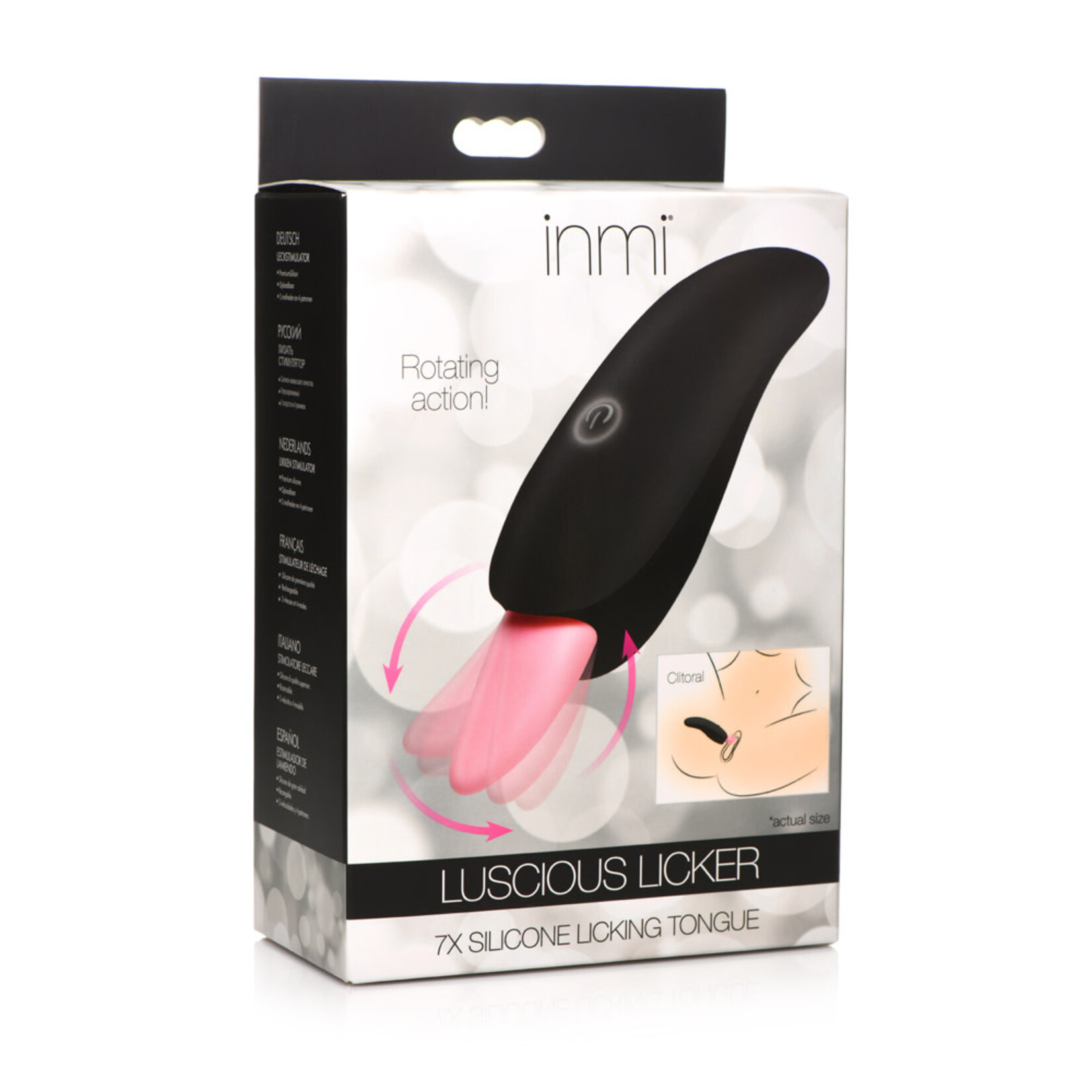 XR Brands inmi Inmi Luscious Licker 7X Rechargeable Silicone Licking Tongue Clitoral Stimulator - Black/Pink