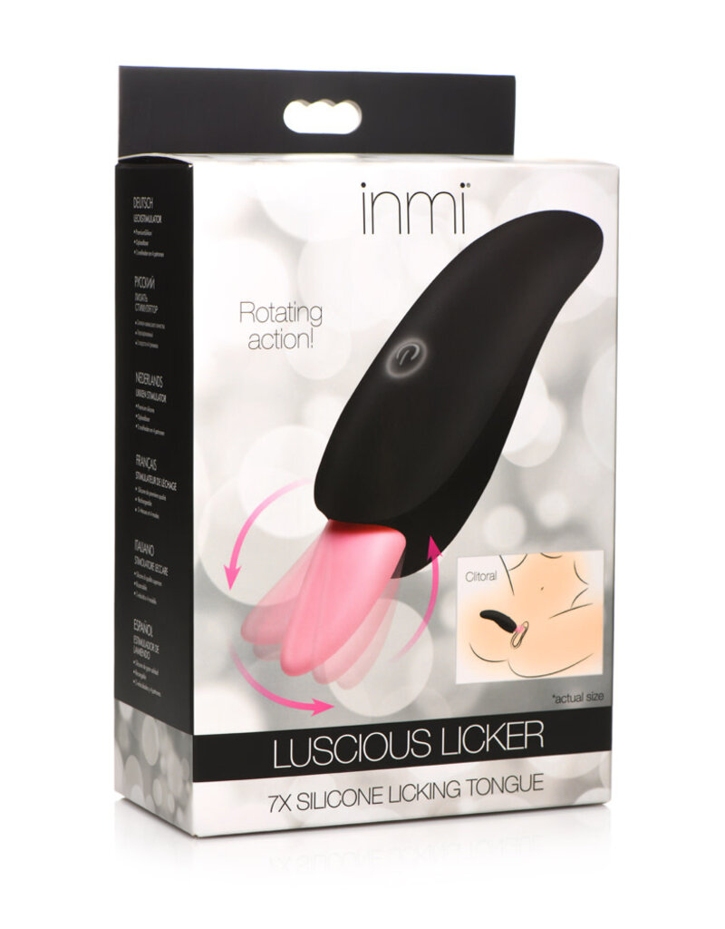 XR Brands inmi Inmi Luscious Licker 7X Rechargeable Silicone Licking Tongue Clitoral Stimulator - Black/Pink