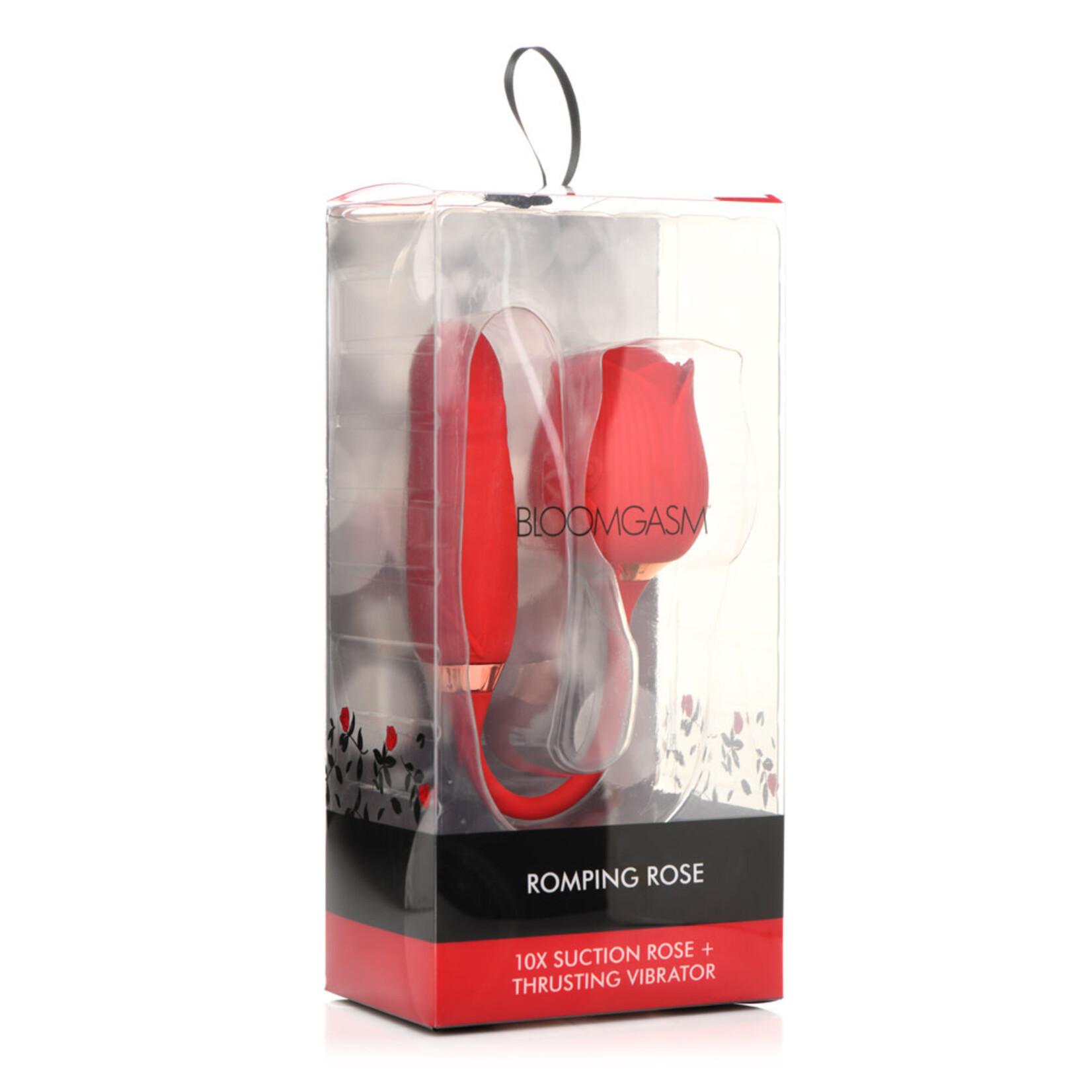 XR Brands inmi Bloomgasm Romping Rose Suction and Thrusting Vibrator - Red