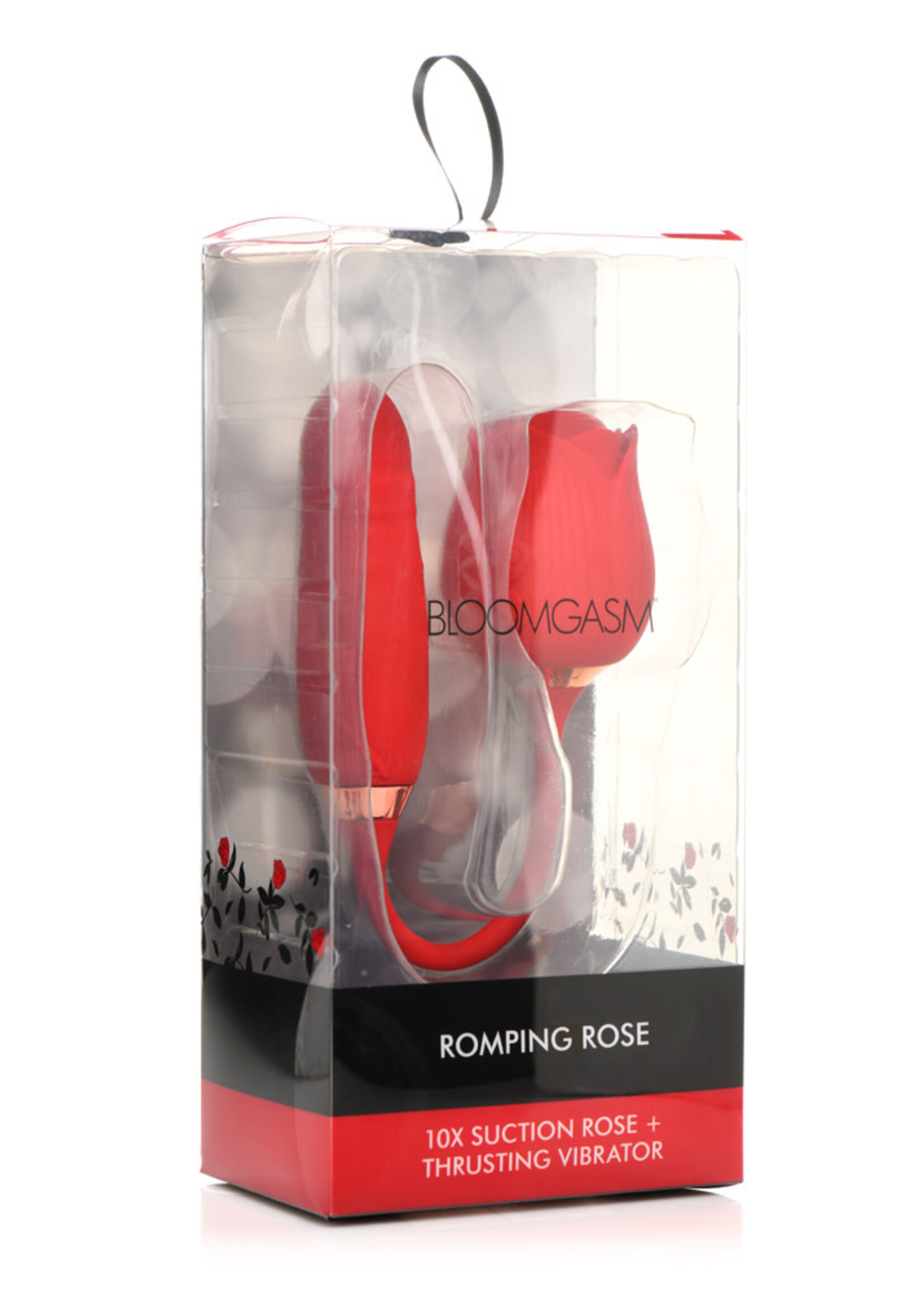 XR Brands inmi Bloomgasm Romping Rose Suction and Thrusting Vibrator - Red