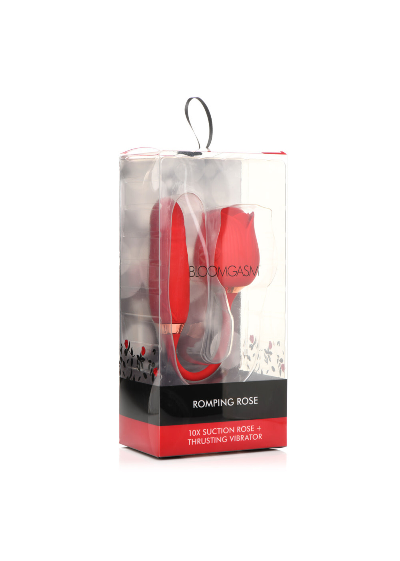 XR Brands inmi Bloomgasm Romping Rose Suction and Thrusting Vibrator - Red