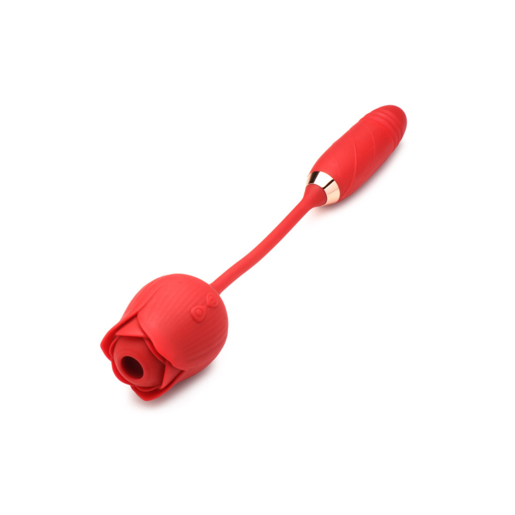 XR Brands inmi Bloomgasm Romping Rose Suction and Thrusting Vibrator - Red