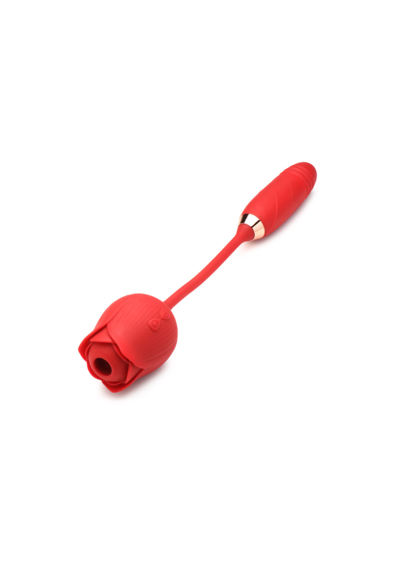 XR Brands inmi Bloomgasm Romping Rose Suction and Thrusting Vibrator - Red