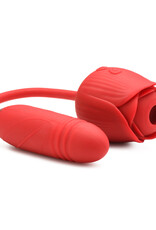 XR Brands inmi Bloomgasm Romping Rose Suction and Thrusting Vibrator - Red
