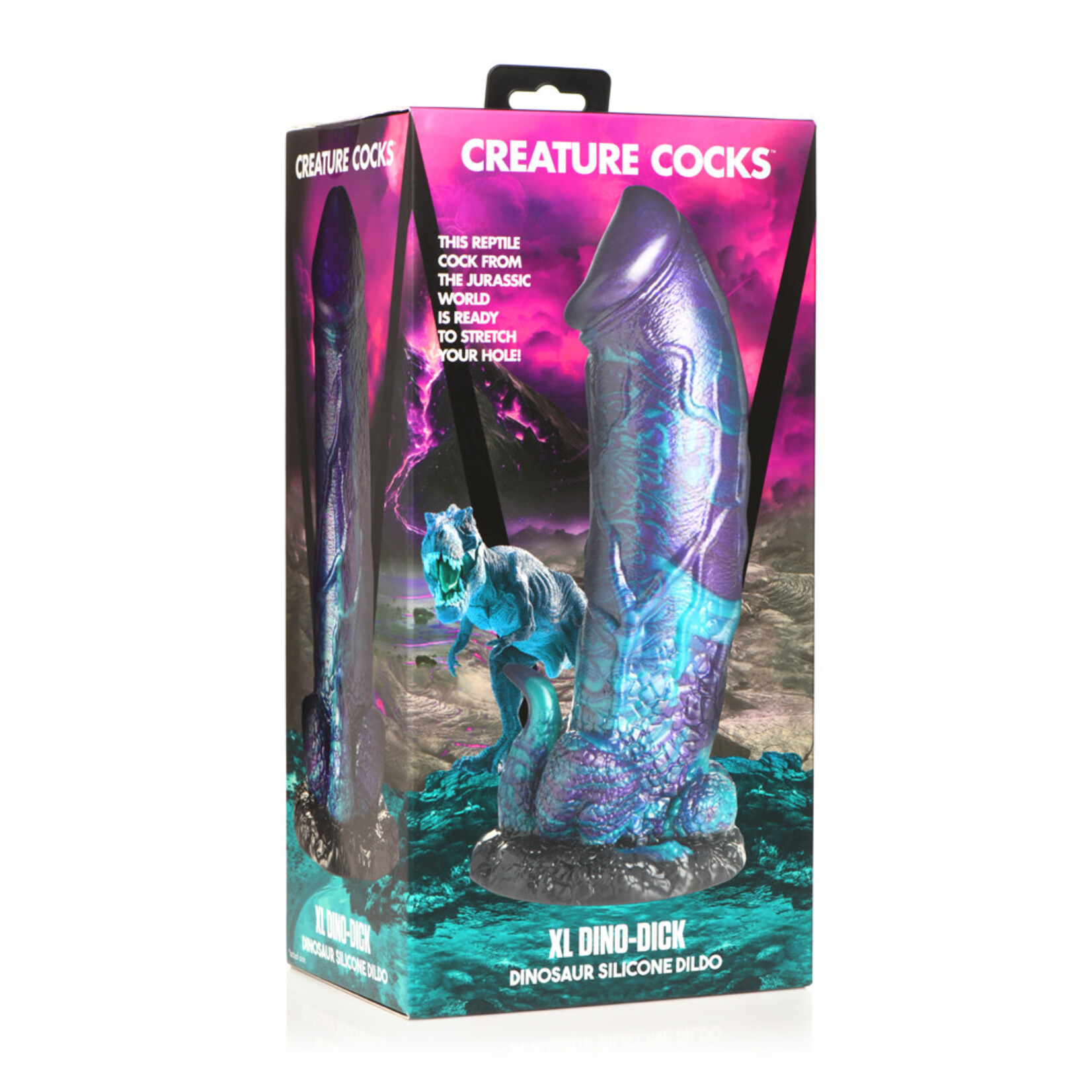 XR Brands Creature Cocks Creature Cocks Dino Dick Silicone Dildo - XL Multi Color