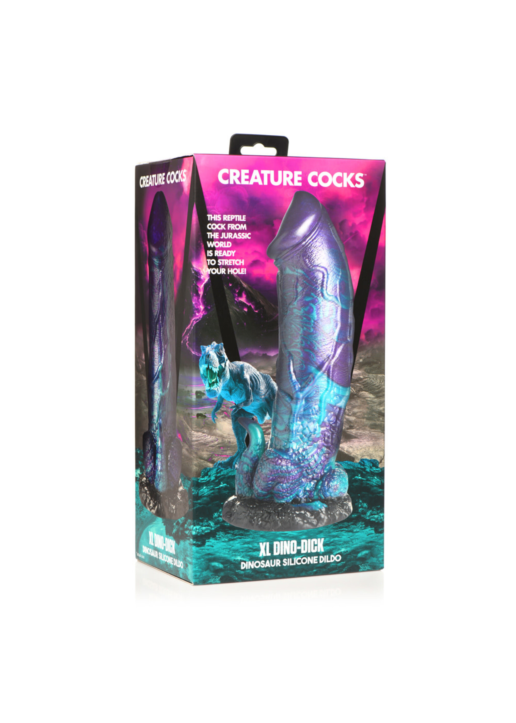 XR Brands Creature Cocks Creature Cocks Dino Dick Silicone Dildo - XL Multi Color