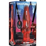 XR Brands Creature Cocks Creature Cocks Hell-Wolf Thrusting & Vibrating Silicone Dildo - Black/Red
