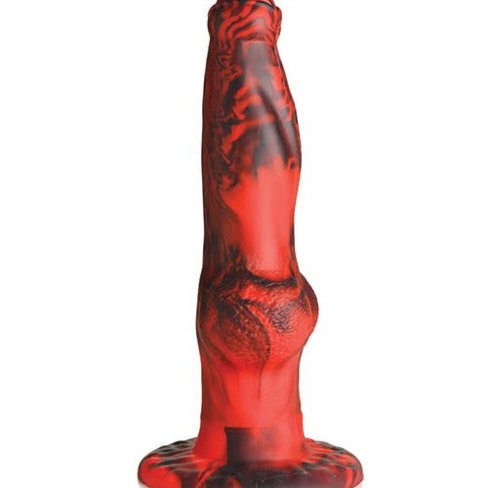 XR Brands Creature Cocks Creature Cocks Hell-Wolf Thrusting & Vibrating Silicone Dildo - Black/Red
