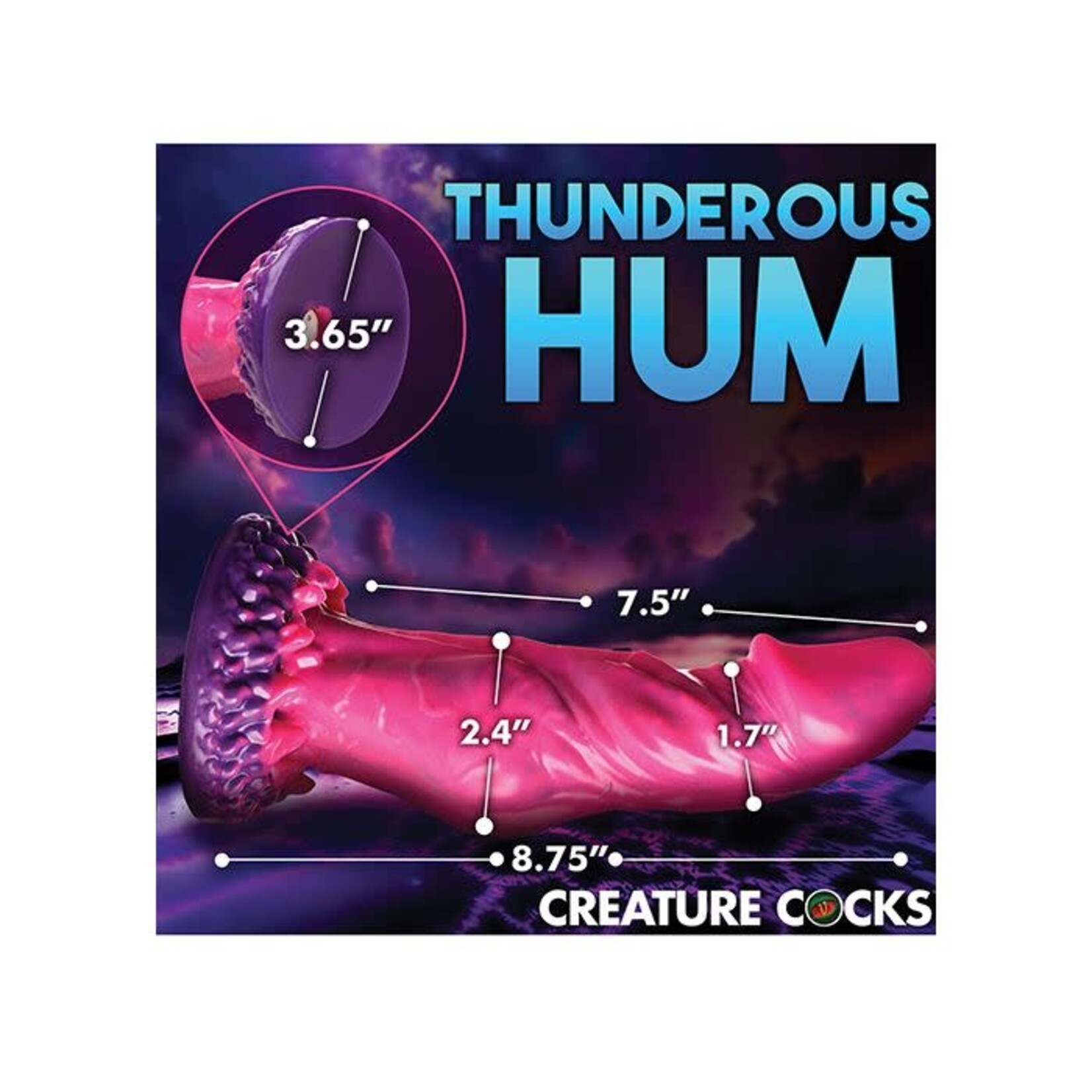 XR Brands Creature Cocks Creature Cocks Xenox Vibrating Silicone Dildo w/Remote - Pink/Purple