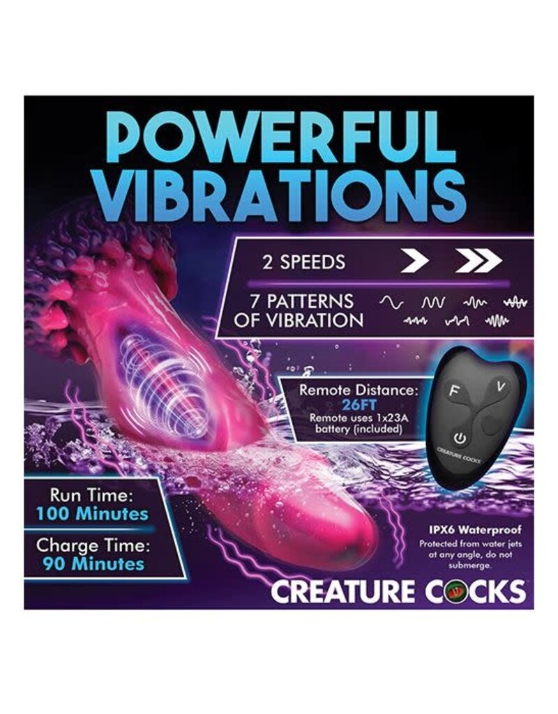 XR Brands Creature Cocks Creature Cocks Xenox Vibrating Silicone Dildo w/Remote - Pink/Purple