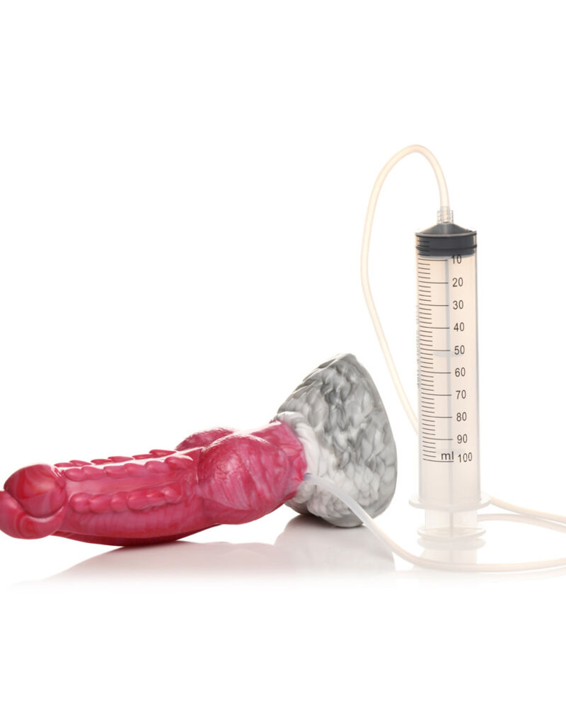 XR Brands Creature Cocks Creature Cocks Resurrector Phoenix Squirting Silicone Dildo - Red/White