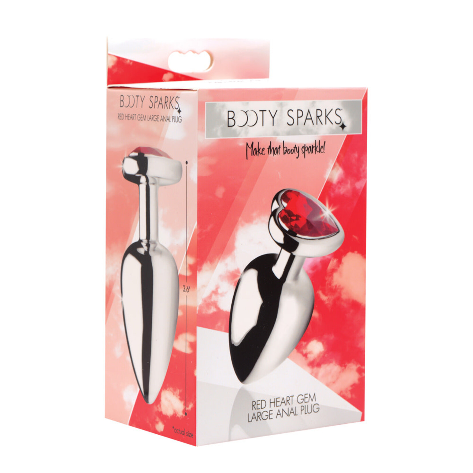 XR Brands Booty Sparks Red Heart Gem Anal Plug - Large