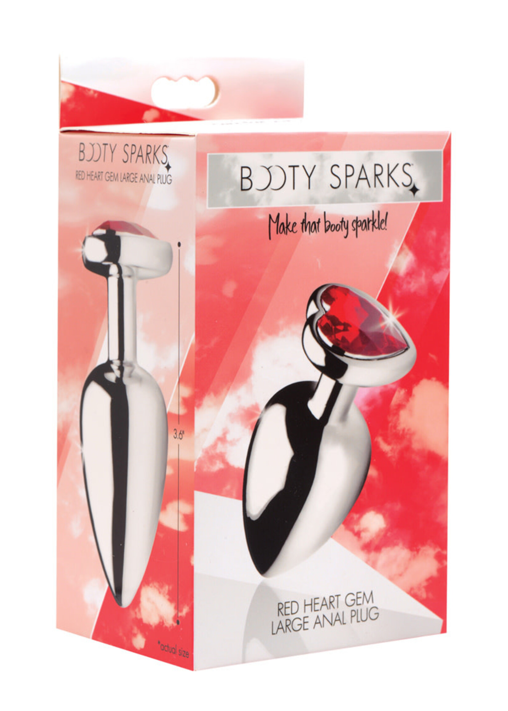 XR Brands Booty Sparks Red Heart Gem Anal Plug - Large