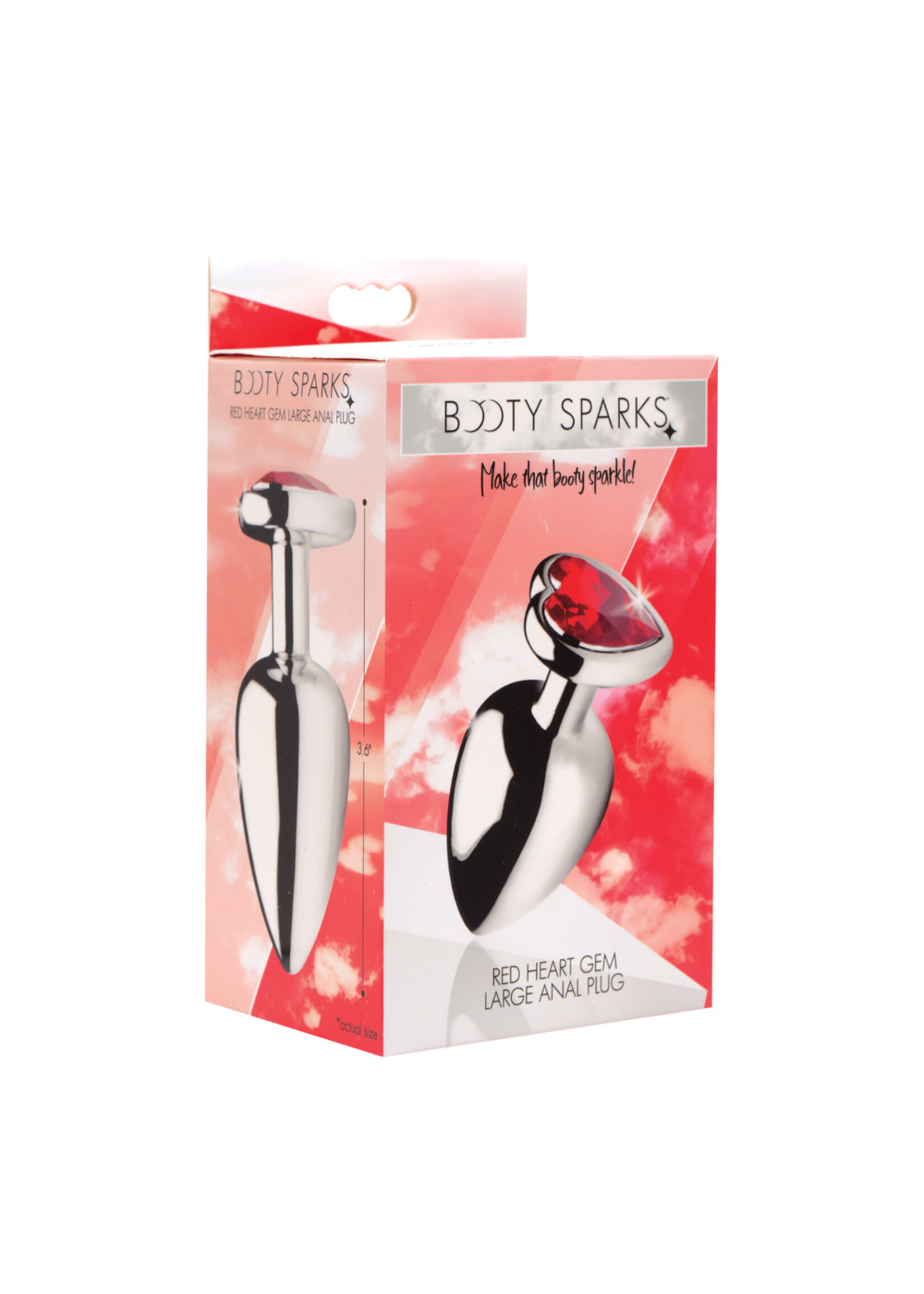 XR Brands Booty Sparks Red Heart Gem Anal Plug - Large