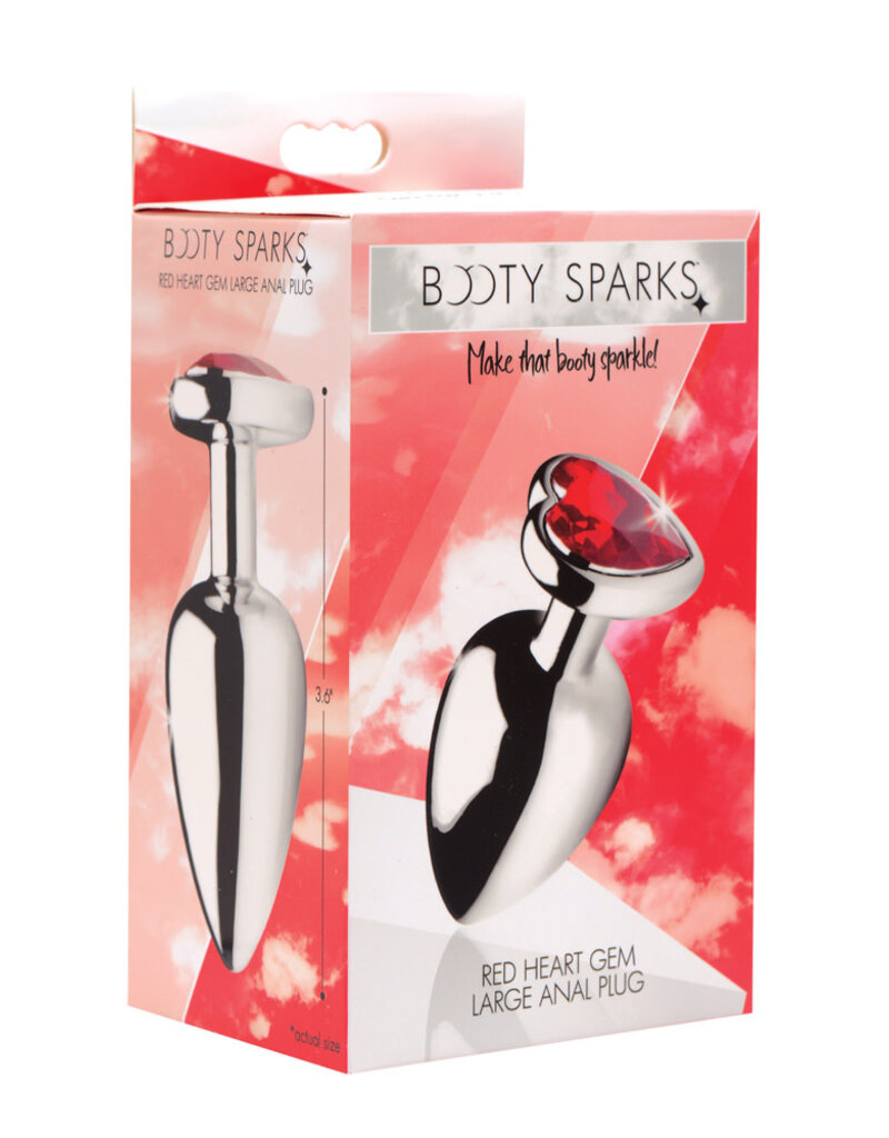 XR Brands Booty Sparks Red Heart Gem Anal Plug - Large