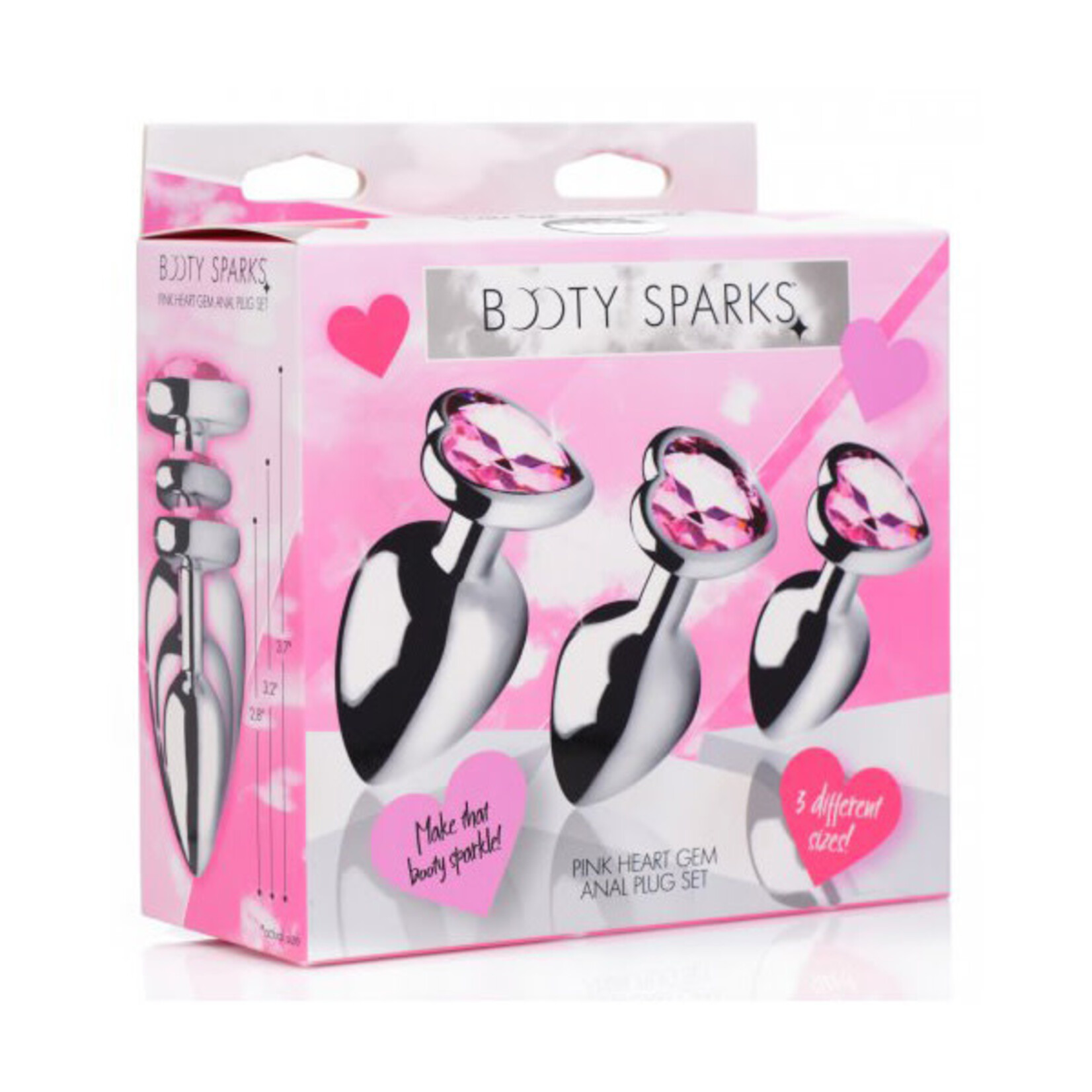 XR Brands Booty Sparks Pink Heart Gem Anal Plug Set