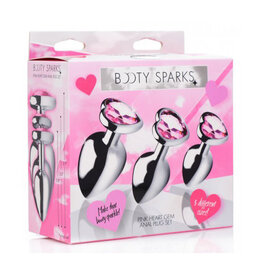 XR Brands Booty Sparks Pink Heart Gem Anal Plug Set
