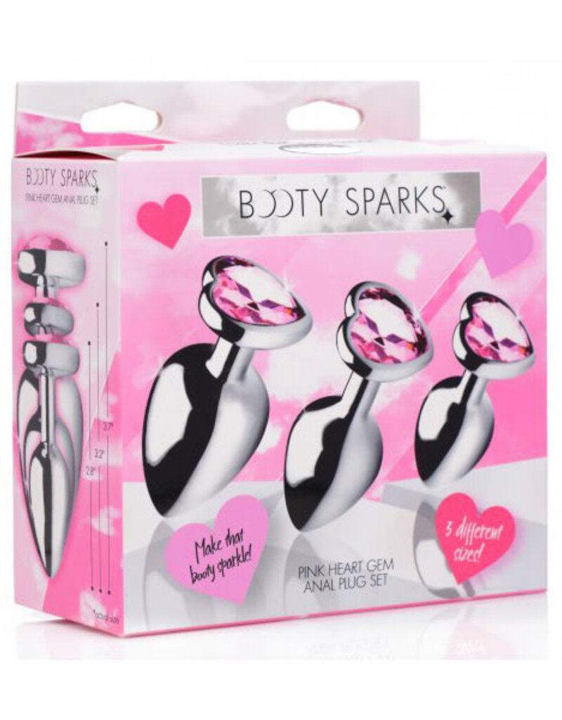 XR Brands Booty Sparks Pink Heart Gem Anal Plug Set