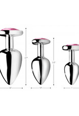 XR Brands Booty Sparks Pink Heart Gem Anal Plug Set