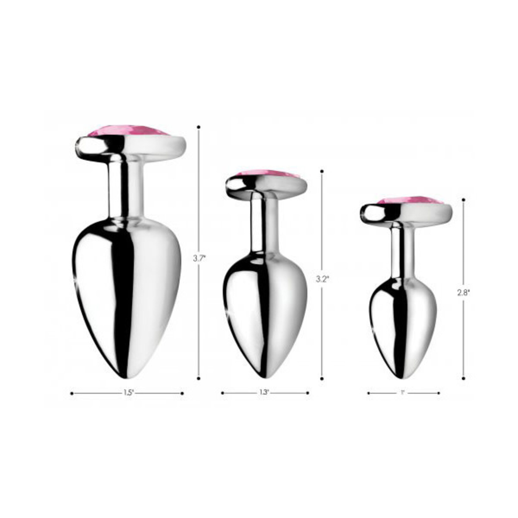 XR Brands Booty Sparks Pink Heart Gem Anal Plug Set