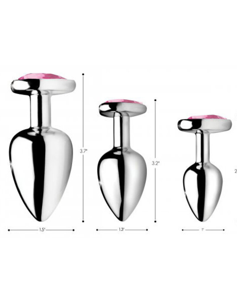 XR Brands Booty Sparks Pink Heart Gem Anal Plug Set