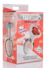 XR Brands Booty Sparks Booty Sparks Red Heart Glass Anal Plug - Medium - Red