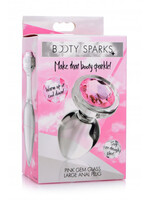 XR Brands Booty Sparks Pink Gem Glass Anal Plug - Large