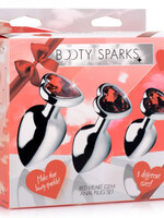 XR Brands Booty Sparks Booty Sparks Red Heart Gem Anal Plug Set - Red