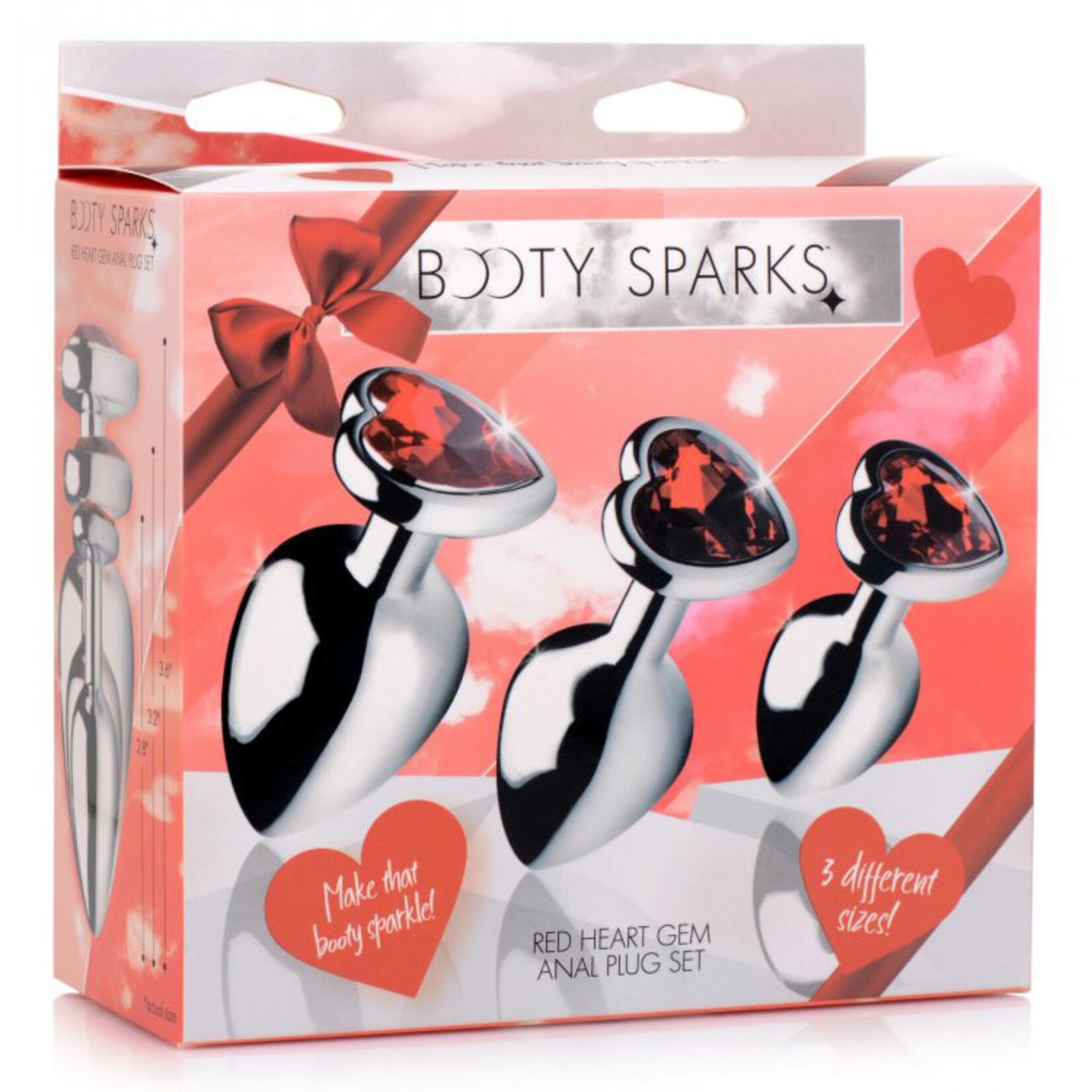 XR Brands Booty Sparks Booty Sparks Red Heart Gem Anal Plug Set - Red