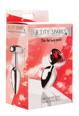 XR Brands Booty Sparks Booty Sparks Red Heart Anal Plug Red and Silver Small