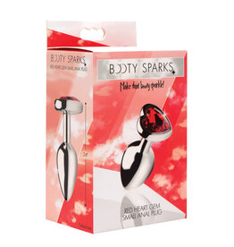 XR Brands Booty Sparks Booty Sparks Red Heart Anal Plug Red and Silver Small