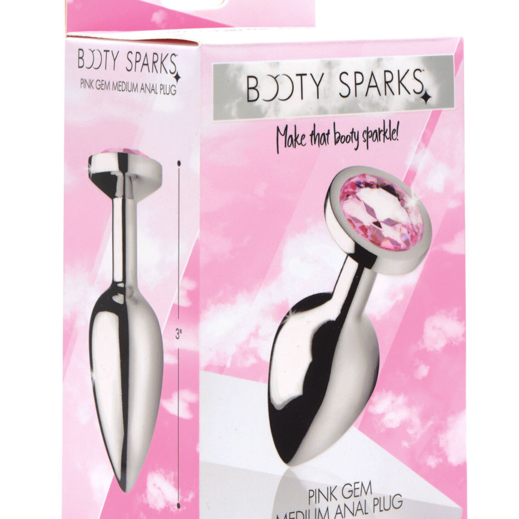 XR Brands Booty Sparks Pink Gem Anal Plug - Medium
