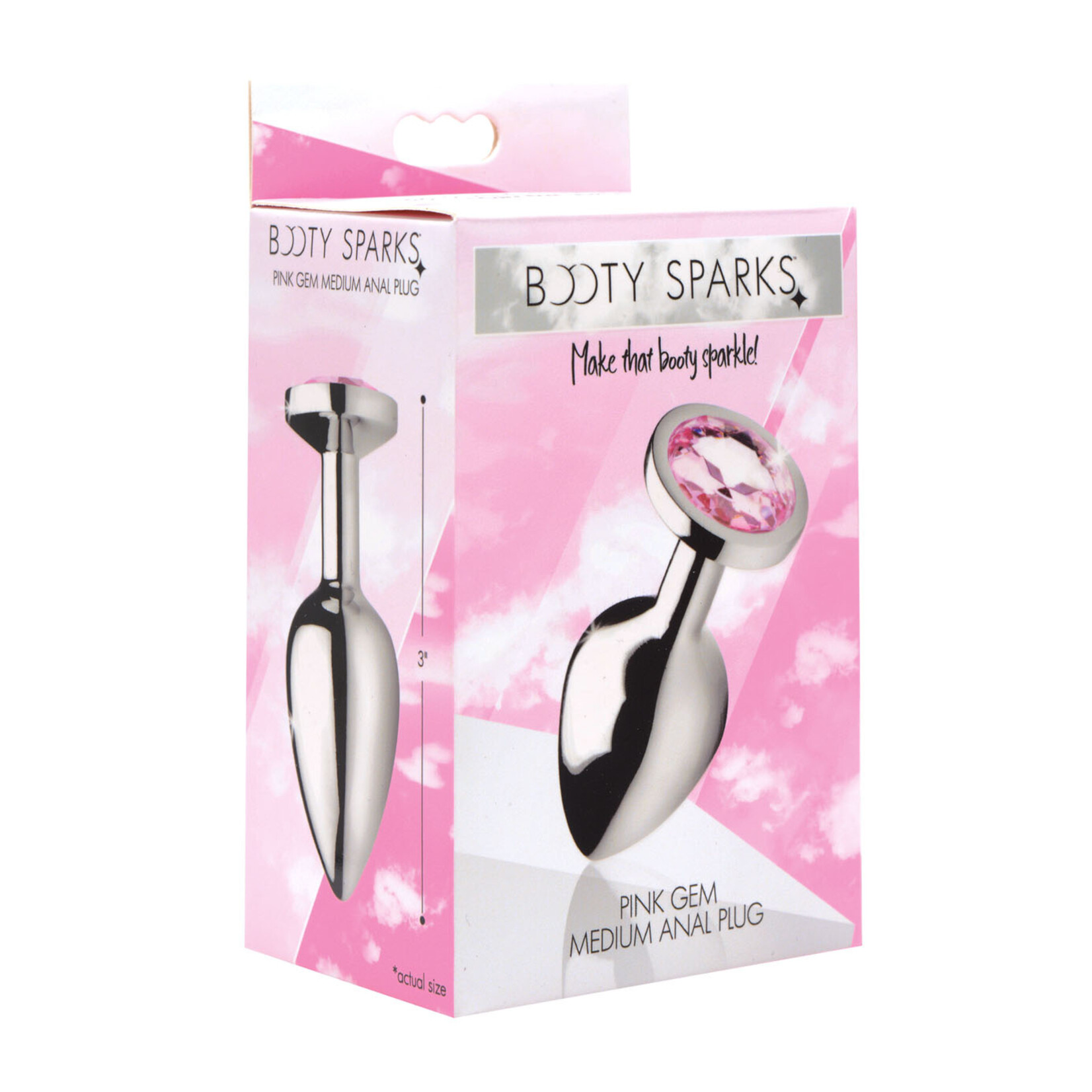 XR Brands Booty Sparks Pink Gem Anal Plug - Medium
