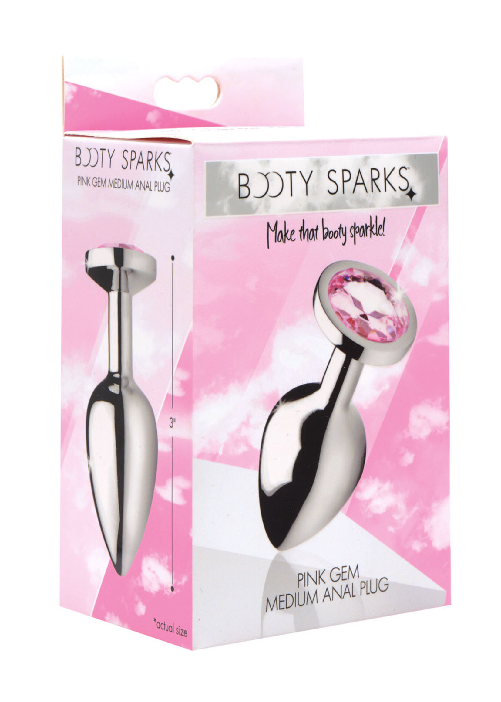 XR Brands Booty Sparks Pink Gem Anal Plug - Medium