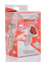XR Brands Booty Sparks Booty Sparks Red Heart Glass Anal Plug - Small - Red