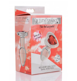 XR Brands Booty Sparks Booty Sparks Red Heart Glass Anal Plug - Small - Red
