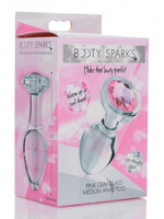 XR Brands Booty Sparks Booty Sparks Pink Gem Glass Anal Plug - Medium - Pink
