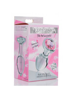 XR Brands Booty Sparks Booty Sparks Pink Gem Glass Anal Plug - Medium - Pink
